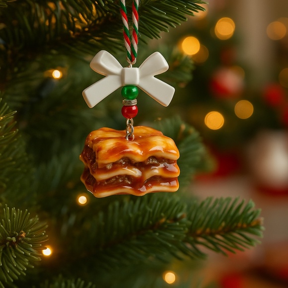 Lasagna Christmas Ornament – Handmade Clay Italian Food Christmas Tree Decor - Picture 1 of 16